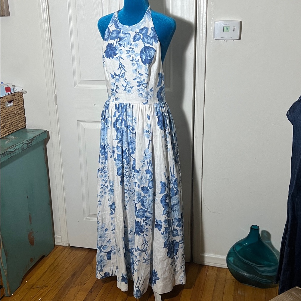Reformation Percy Linen Floral Midi Dress in Verna Size 8 - Picture 3 of 12